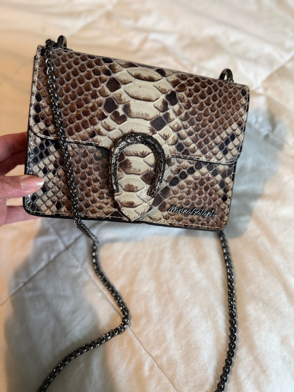 Snake print crossbody bag